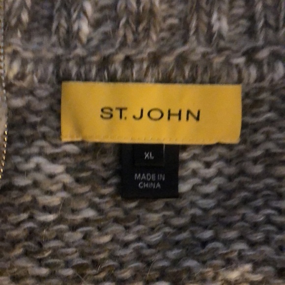 St. John Belted Zip Up Mock Neck Sleeved Cape/Poncho Cardigan XL - Picture 7 of 11